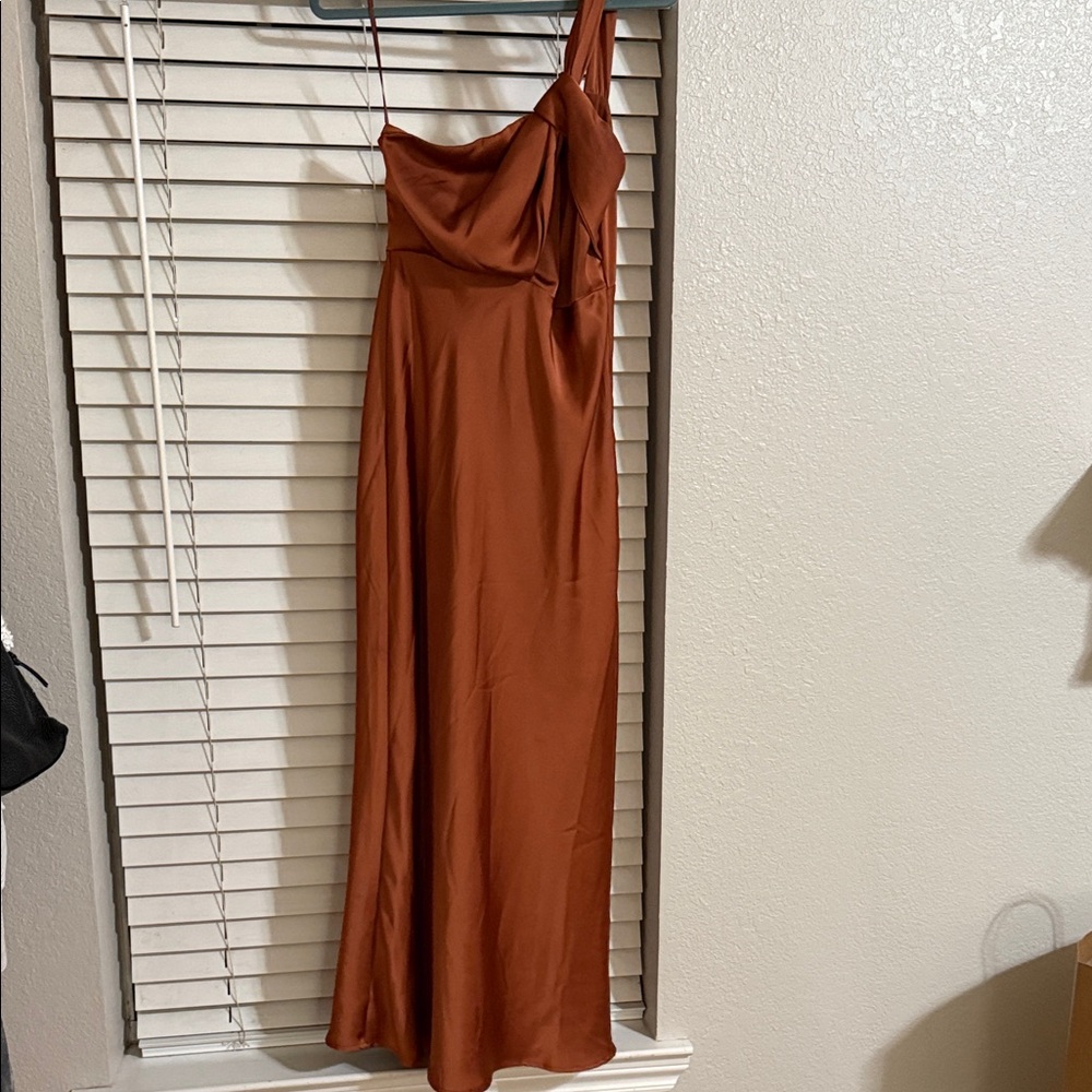 Elegant Rust One-Shoulder Dress